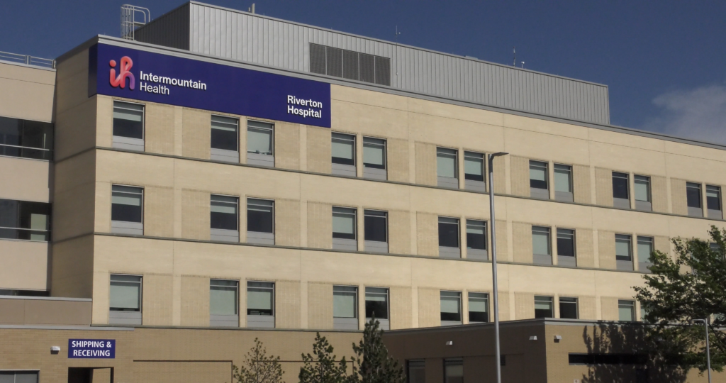 Intermountain Health Riverton Hospital Exterior. Brown building with hospital sign
